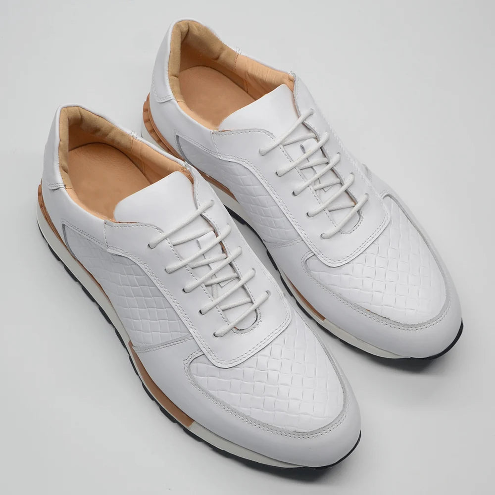4 Farben Echtes Leder Herren Luxus Sneaker Karomuster Schnürschuhe Männer Freizeit Weiße Oxford Schuhe Angebote Frühling Herbst 2024
