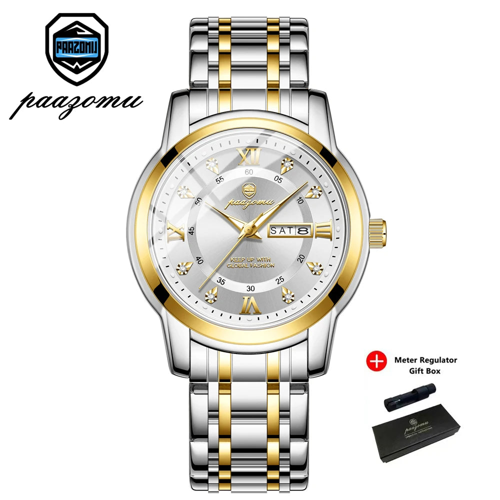 PAAZOMU Klassische Lässige Quarz Uhr Männer Frauen Wasserdicht Leuchtendes Zifferblatt Business Dress Armbanduhr Bequeme Uhren Männlich+Box