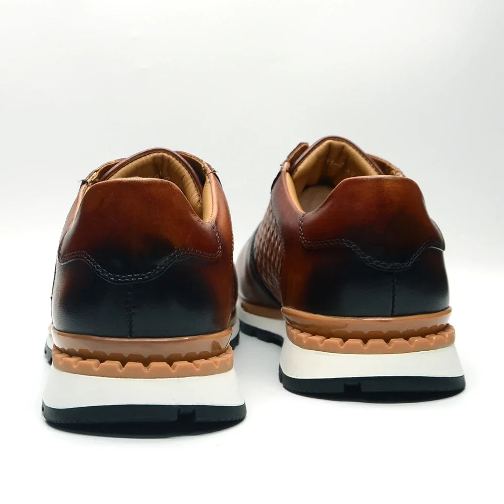 4 Farben Echtes Leder Herren Luxus Sneaker Karomuster Schnürschuhe Männer Freizeit Weiße Oxford Schuhe Angebote Frühling Herbst 2024
