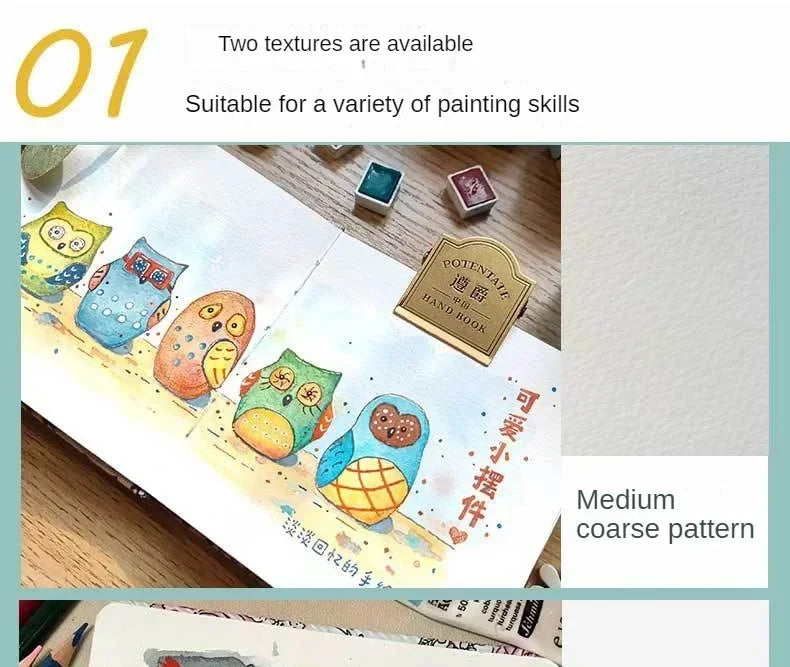 POTENTATE 100% Cotton Watercolor Book Square Sketchbook 300g Art Drawing Sketch Pad potentate бумага акварели - Sun Studio