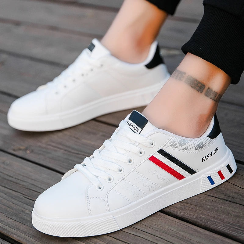 2024 Mens Casual Sneakers New Fashion Lace-up White Shoes Student Comfort Sports Plus Size Vulcanized Shoes Zapatillas De Hombre - Sun Studio