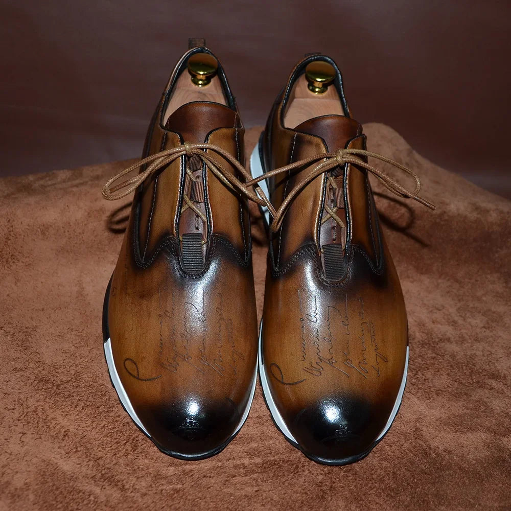 Luxus Markenstil Freizeit Sneakers Herren Schuhe Echtes Leder Schnürschuhe Basis Outdoor Fußbekleidung Tägliche Männliche Mode Oxford Schuhe