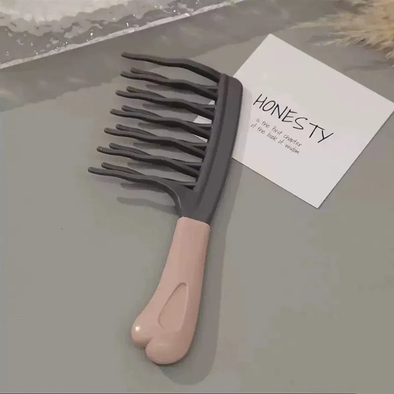 1pc Dual Wide-Tooth Hair Combs, Ideal for Long Curls & Voluminous Styles, Curly Hair Management &Home Massage, Elegant Hair Care - Sun Studio