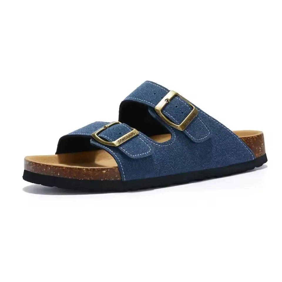 Sommer Kunstwildleder Leder Kork Hausschuhe Flip-Flops Frauen Männer Unisex Retro Tragen Müller Hausschuhe Mode Freizeit Strand Sandalen