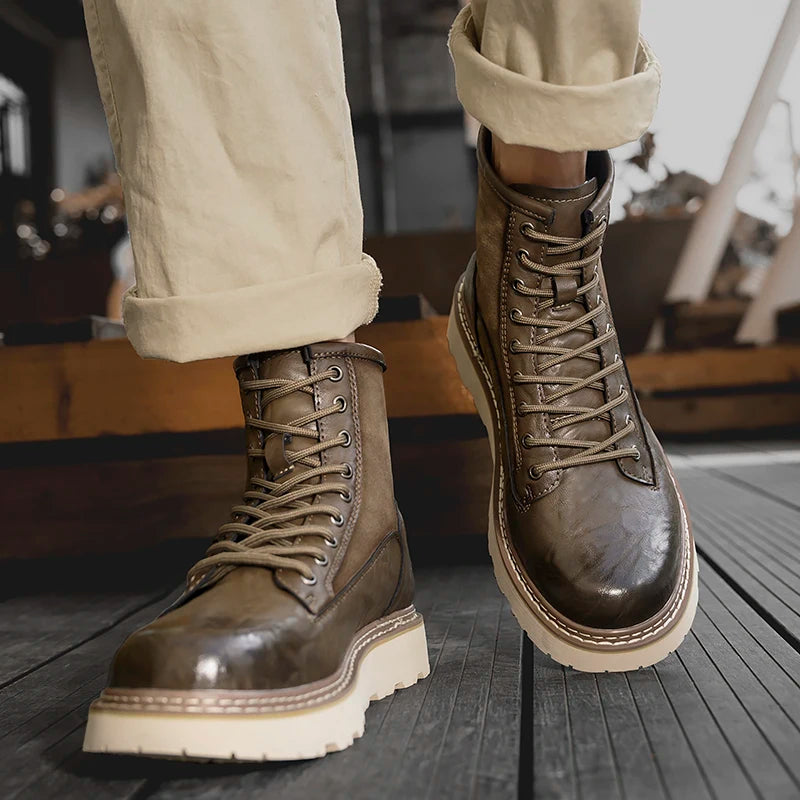 British Style Men's Interview Formal Boots High-end Business Short Boots Men's Winter Ankle Boots Trend High Top Shoes - Sun Studio