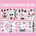 Y2K Realistic Temporary Tattoos - 10 Sheets| Girly 2000s Bachelorette, Birthday Favors, Halloween Party Accessory, Fake Tats, - Sun Studio