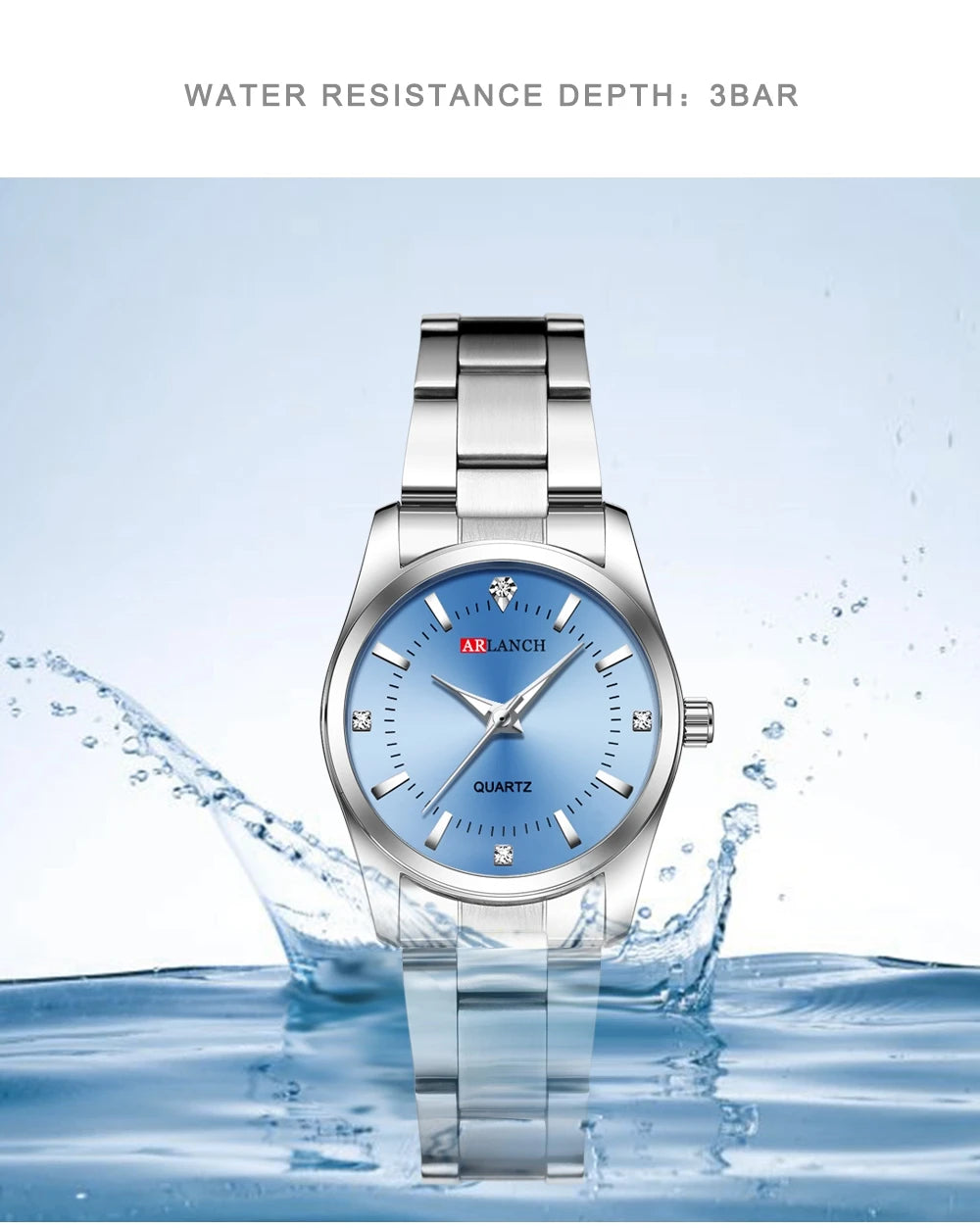 Ladies Dress Watch 29mm Silver Stainless Steel Gorgeous Rhinestone Quartz Clock Suitable Banquet Accessories & Daily Decoration - Sun Studio