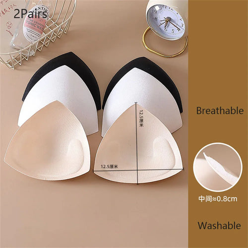 2 Pair Women Intimates Accessories Triangle Sponge Swimsuit Breast Push Up Padding Bra Foam Insert Cotton Chest Enhancers - Sun Studio