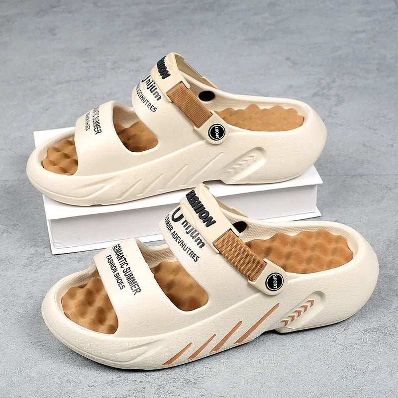 2025 Summer Men's Massage Slippers Outdoor Sandals Beach Comfortable Soft Slides Indoor Casual Shoes Men Sandals Big Size 47 48 - Sun Studio