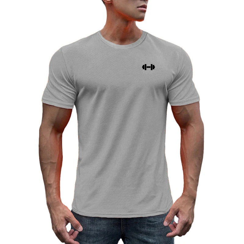 Gym Fitness Muscle Short Sleeve O-Neck Clothing Summer Mesh Breathable Quick Dry Cool T-shirt Mens Bodybuilding Running Shirts - Sun Studio