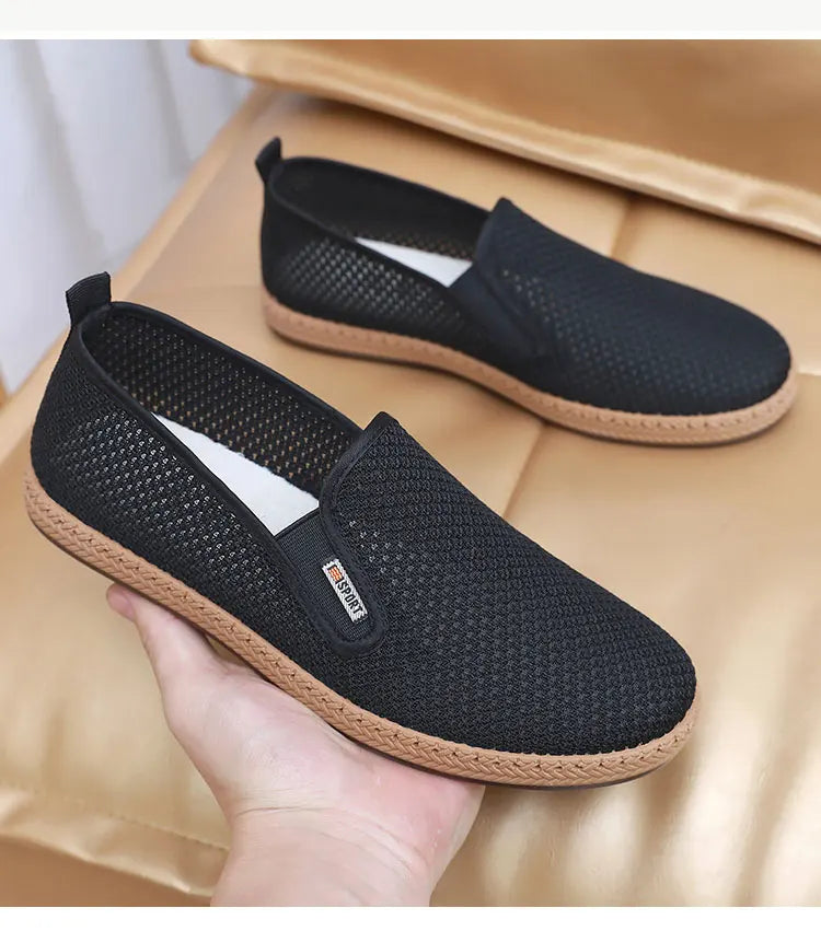 2025 Summer Men's Old Beijing Net Mesh Slip-on Casual Shoes Comfortable and Breathable Anti-slip Outsole Free Men's Shoes - Sun Studio