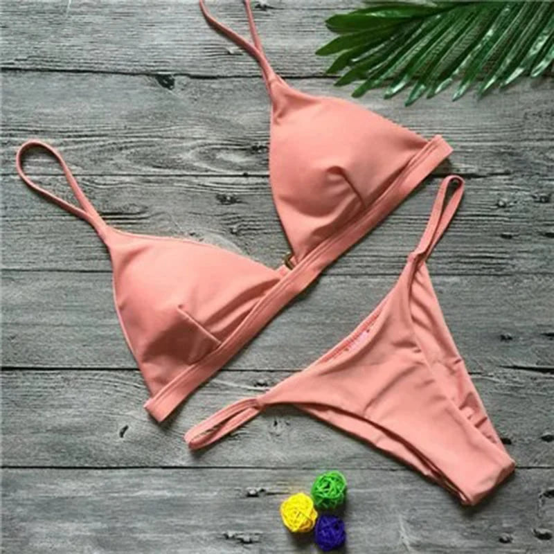 Fashion Solid Bikini Set Swimwear Women Split Triangle Micro Bikini  Brazilian Swimsuit 2026 New Beach Two Pieces Bathing Suit - Sun Studio