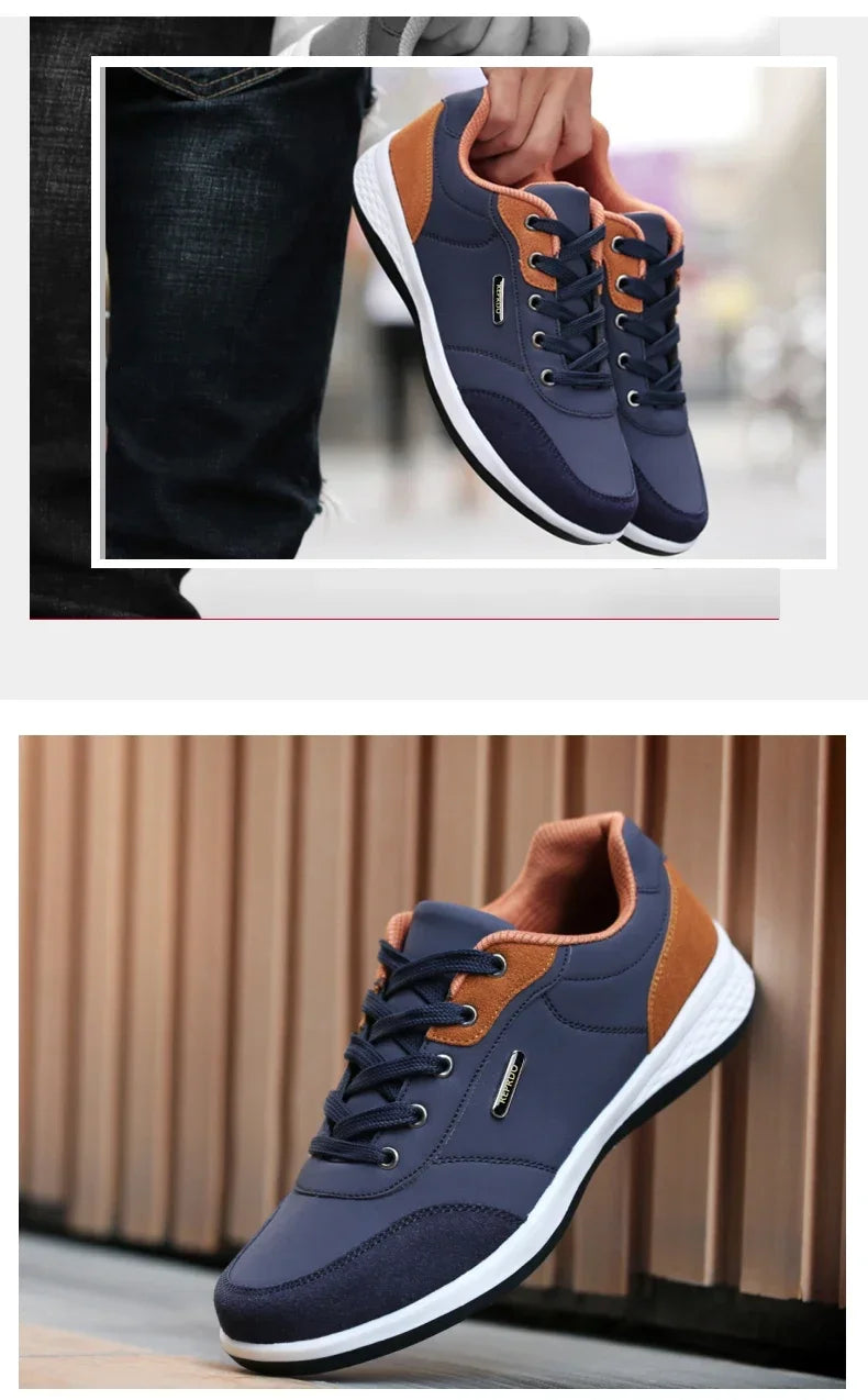 YRZL Men Shoes Spring Autumn Waterproof Walking Sneakers Leisure Male Leather Sports Shoes Non-Slip Footwear Tennis for Men - Sun Studio
