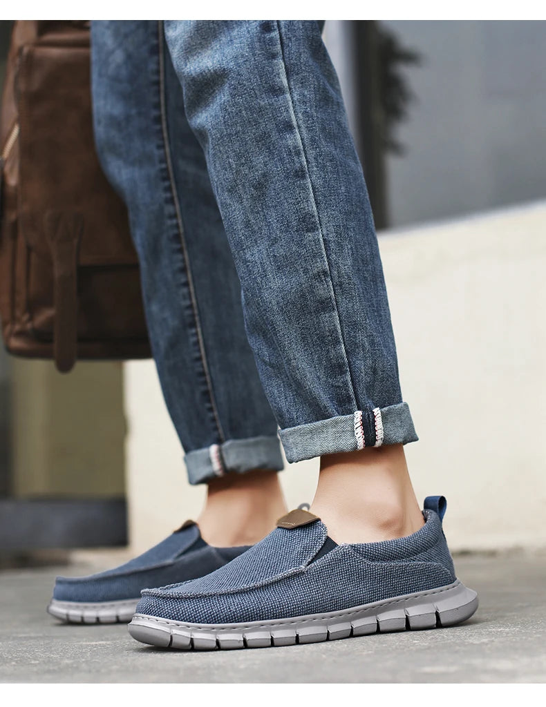 New Men Canvas Shoes Fashion Men's Casual Shoes Light Non-slip Loafer Washed Denim Flat shoes Outdoor Sneakers Vulcanized Shoes - Sun Studio