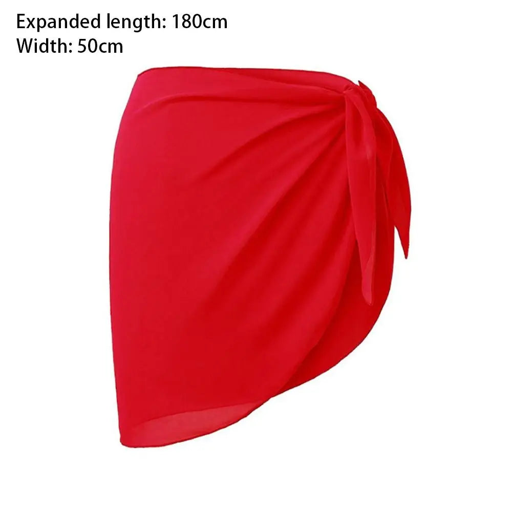 Soft Short Sarongs Chiffon Swimsuit Coverups Scarf Cover Short Skirt Wrap Sheer Summer Beach Bikini Women - Sun Studio