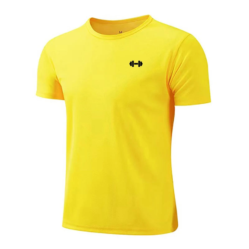 Gym Fitness Muscle Short Sleeve O-Neck Clothing Summer Mesh Breathable Quick Dry Cool T-shirt Mens Bodybuilding Running Shirts - Sun Studio