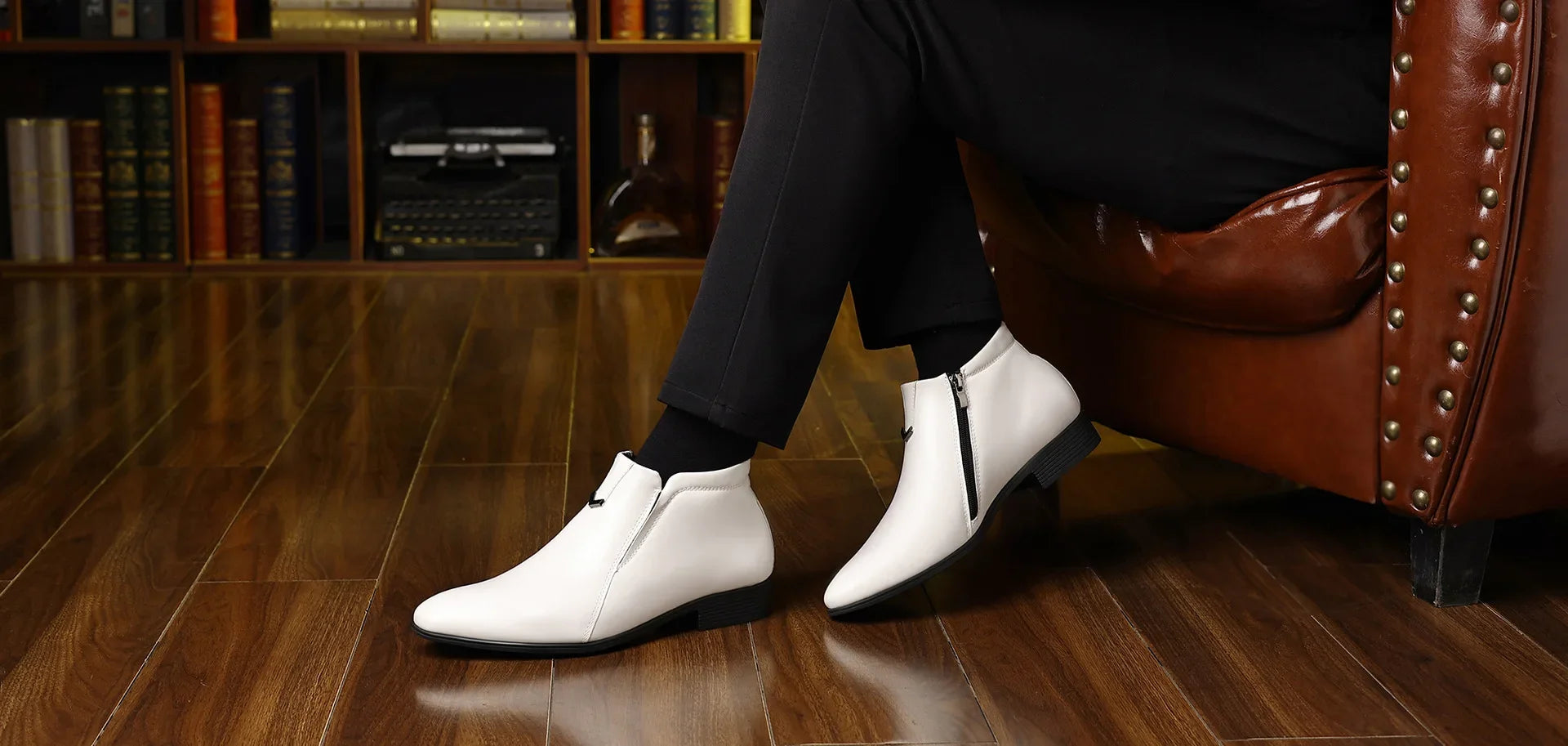 Retro Men Ankle Boots Luxury High-top Men Leather Shoes High Quality Non-Slip Motorcycle Boots Fashion Zipper Men Boots Big Size - Sun Studio