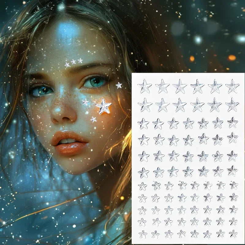 Star Face Makeup Diamond Patch Dazzling Star Festival Modernist Face Stickers Women Girls Colorful Rhinestone Tattoo Eyes Deco - Sun Studio