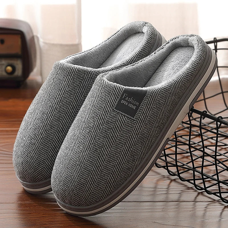 Big Size 48 49 Men Warm Home Slippers Winter Casual Shoes Women Soft Slides Couples Floor Slipper Indoor Bedroom Non Slip Flats - Sun Studio