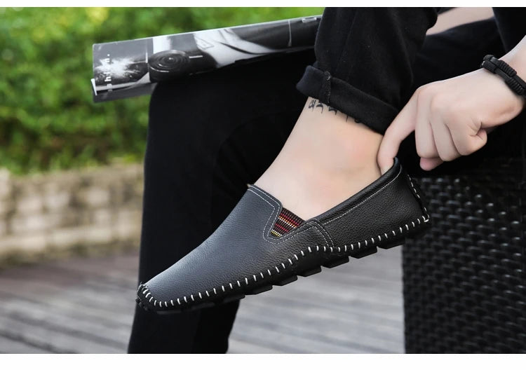 JINTOHO Große Größe Herren Echtes Leder Schuhe Slip-On Schwarze Schuhe Echtes Leder Mokassins Herren Schuhe Italienische Designer Schuhe