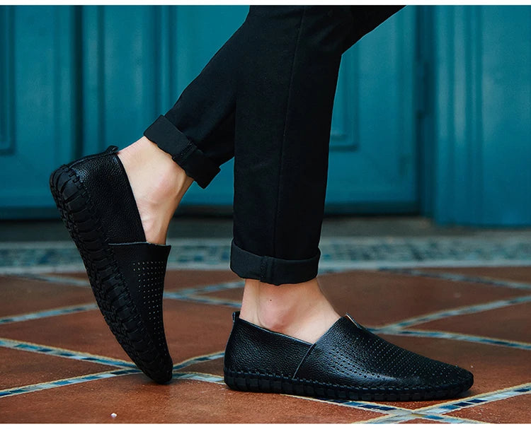 JINTOHO Big Size Men Genuine Leather Shoes Slip On Black Shoes Real Leather Loafers Mens Moccasins Shoes Italian Designer Shoes - Sun Studio