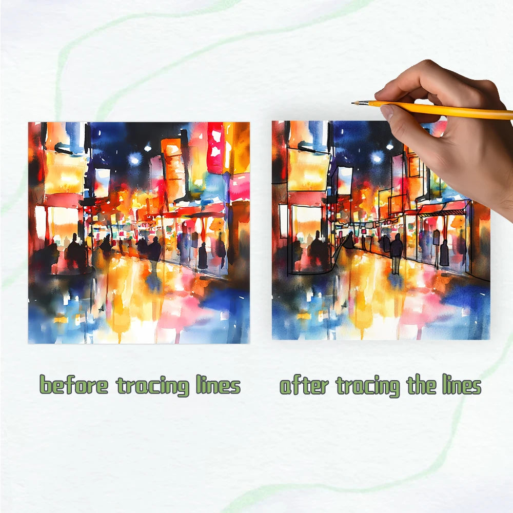 1pc Watercolor City Reverse Coloring Book,30 Thick Pages 100gsm,Creative Lines Activity,Perfect Gift for Family Friend Colleague - Sun Studio
