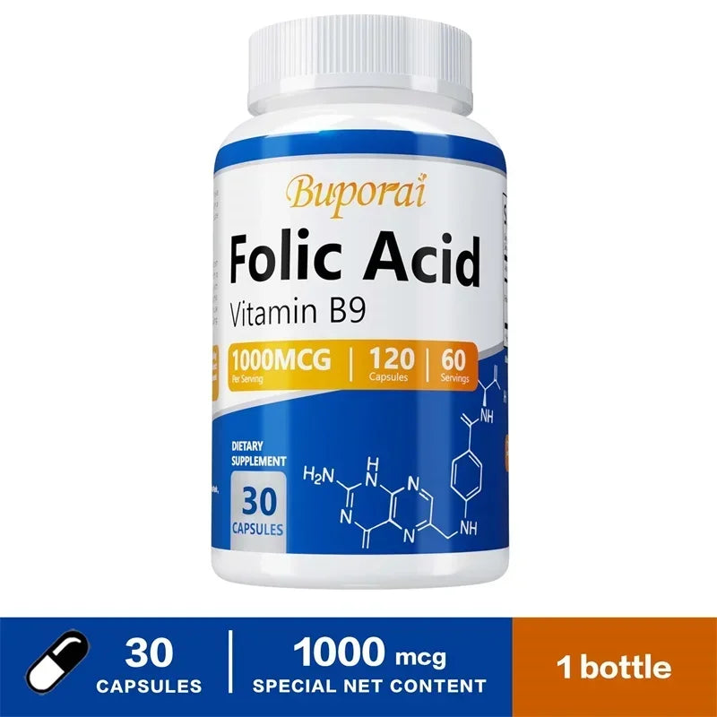 Folic Acid Supplement - Heart Health, Nervous System Health, Prenatal Support - Sun Studio