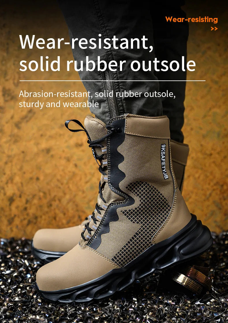 New Fashion 2024 Men Boots Safety Shoes Security Steel Toe Cap Military Boots Working Steel Toe Anti-Smashing Men's Work Boots - Sun Studio