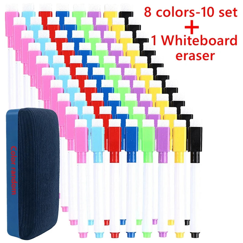 100/5Stk Trocken abwischbare Whiteboard Marker Set, Waschbare Stifte mit Magnetradierer für Büro-Whiteboards & Kunstbedarf