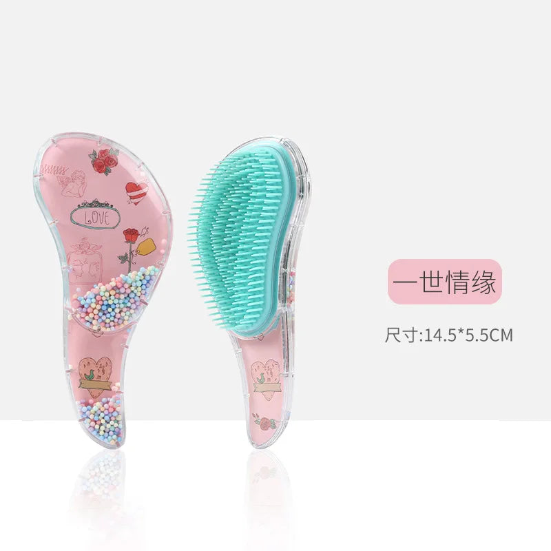 New Cute Hairdressing Comb for Kids Anti-knot Massage Flowing Bead Hair Comb Children Girls Dress Up Makeups Toy Gifts - Sun Studio