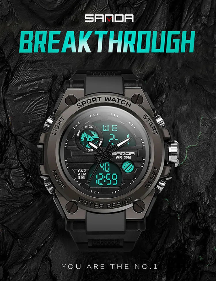 SANDA Top Luxury Watches Men Military Army Mens Watch Waterproof Sport Wristwatch Dual Display Watch Male Relogio Masculino - Sun Studio