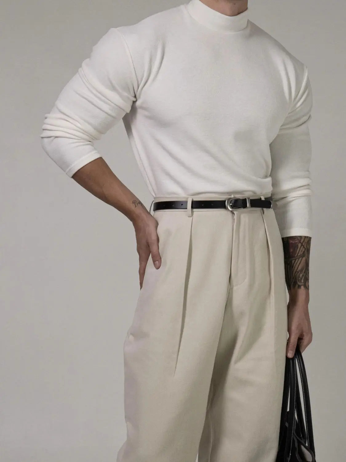 Fitness T-shirt Men's Clothes Spring Autumn Training Suit Threaded Turtleneck Slim Fit Sports Quick Dry Breathable Long Sleeves - Sun Studio