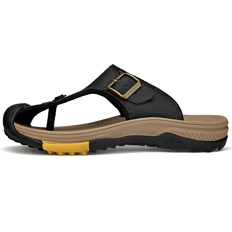 Echte Leder Sandalen Herren Atmungsaktive Sommerschuhe Mann Wasserdicht Outdoor Herren Sandalen Rutschfeste Strand Sandalen Fußbekleidung
