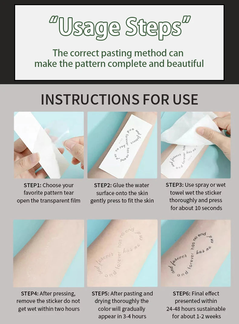 Poetry Verse Waterproof Temporary Tattoo Sticker, Long-lasting for 1-2 weeks, Realistic Semi-Permanent Fake Tattoo - Sun Studio