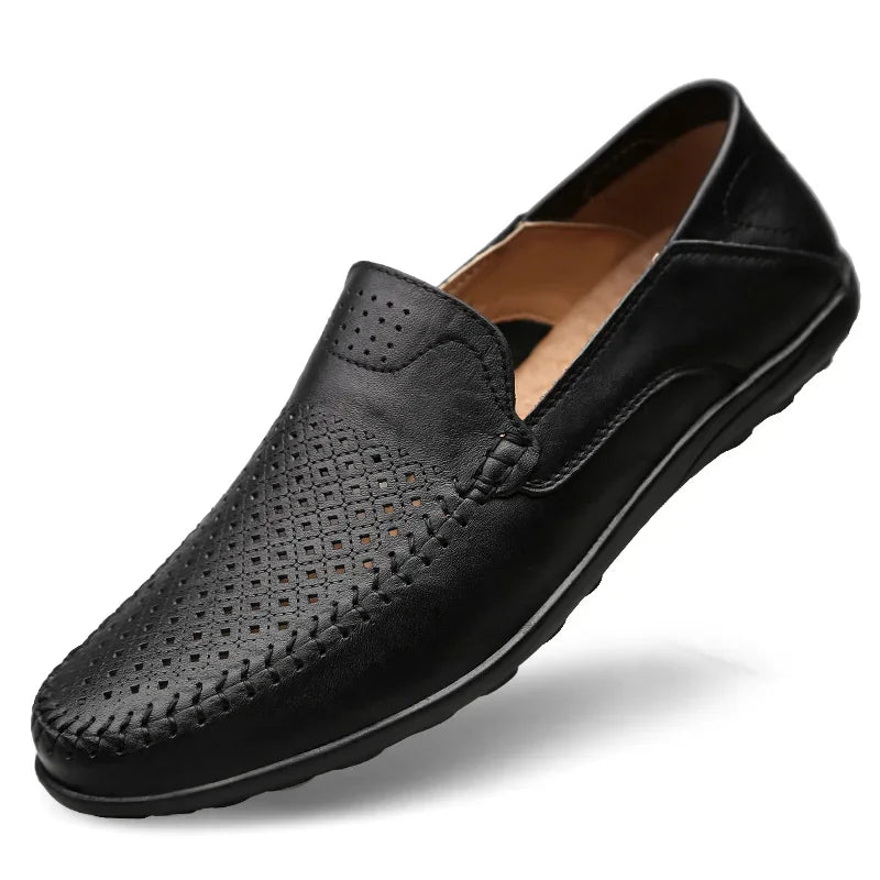 Echtes Leder Herren Freizeit Schuhe Luxusmarke Designer Herren Slipper Mokassins Atmungsaktive Schlupfschuhe Männliche Bootsschuhe Plus Größe 37-47