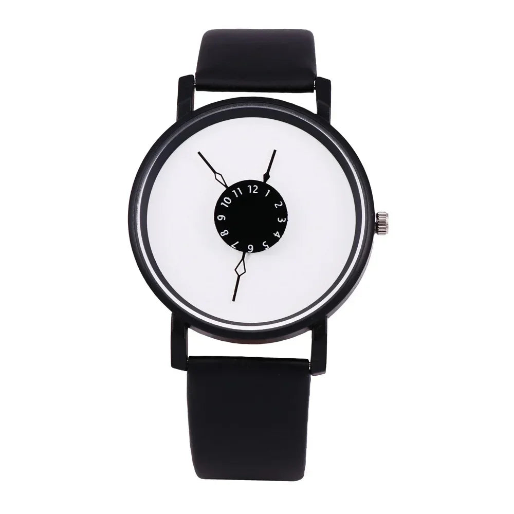 Couple Casual Quartz Watches Leather Band Strap Watch Analog Wrist Watch for Women Men Creative Digital Dial Clock Reloj Mujer - Sun Studio