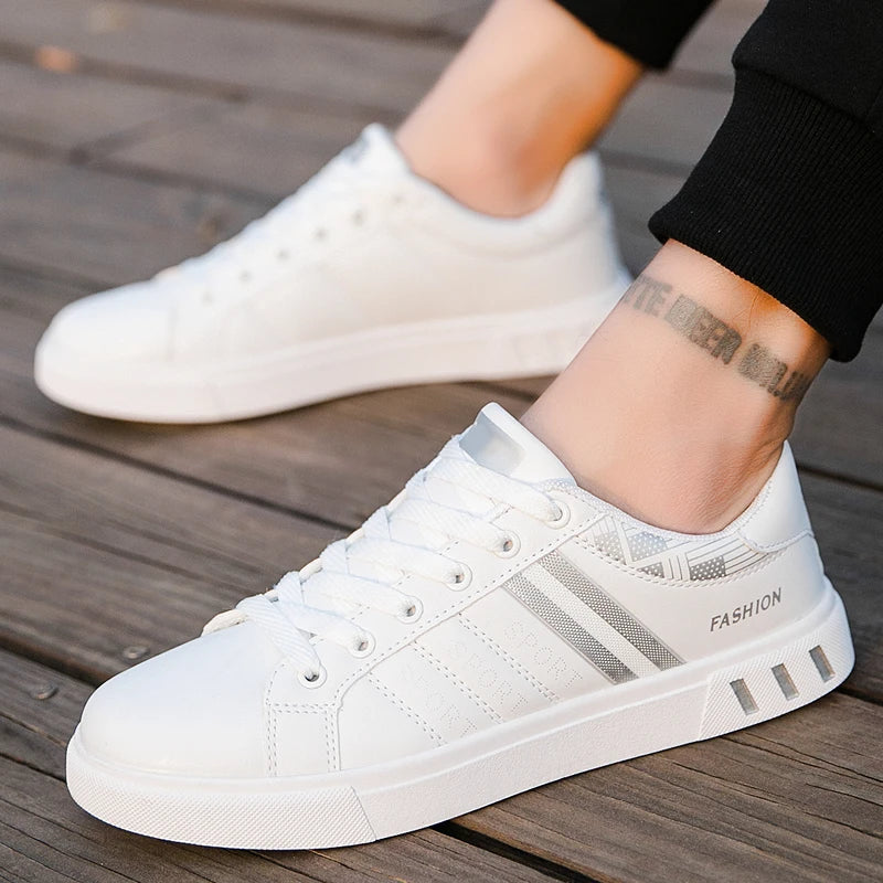 2024 Mens Casual Sneakers New Fashion Lace-up White Shoes Student Comfort Sports Plus Size Vulcanized Shoes Zapatillas De Hombre - Sun Studio