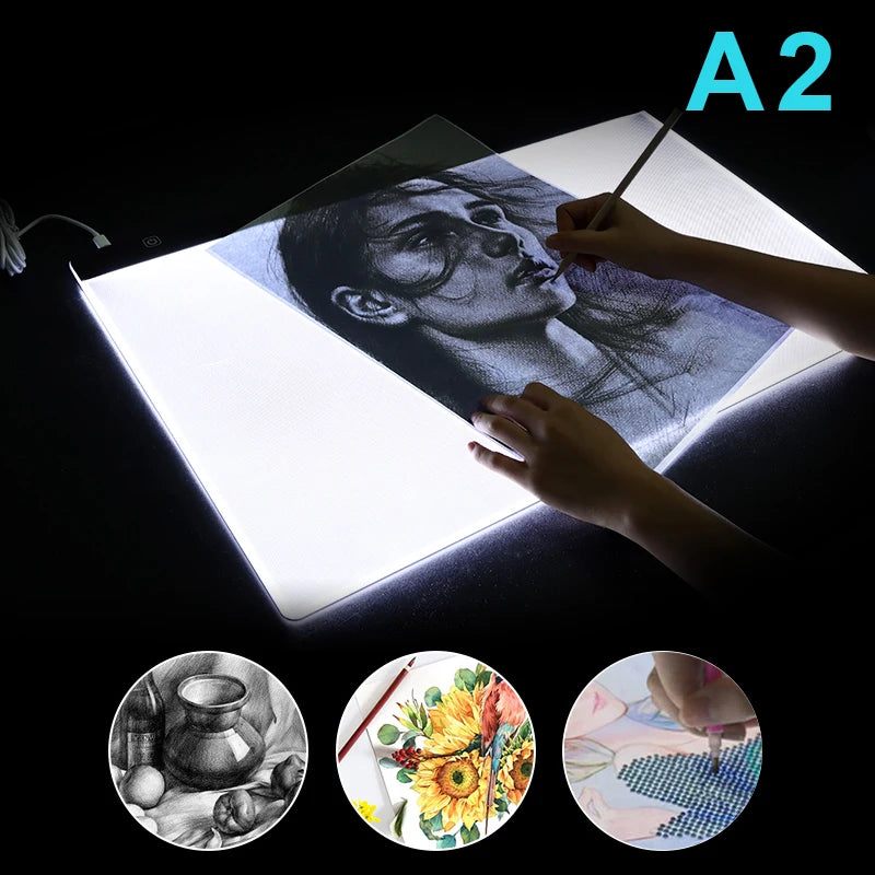 A2/A3/A4/A5 LED Light Pad for Diamond Painting Kits, USB Powered Adjustable Brightness Diamond Art Light Board with Accessorie - Sun Studio