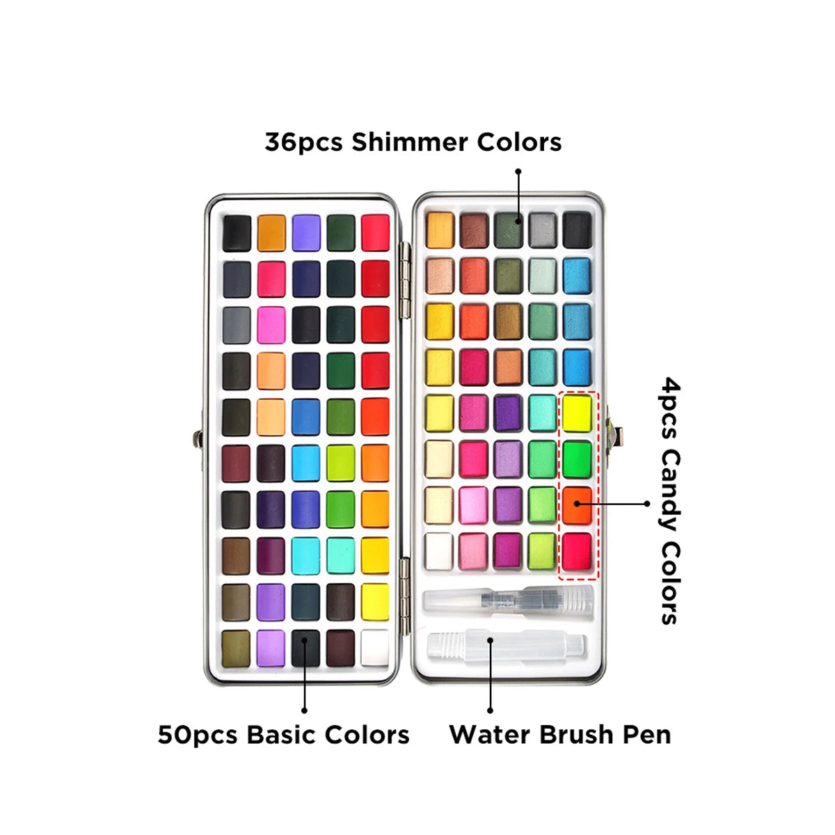 SeamiArt 50Color Solid Watercolor Paint Set Portable Metal Box Watercolor Pigment for Beginner Drawing Watercolor Paper Supplies - Sun Studio