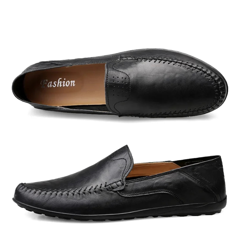 Echtes Leder Herren Freizeit Schuhe Luxusmarke Designer Herren Slipper Mokassins Atmungsaktive Schlupfschuhe Männliche Bootsschuhe Plus Größe 37-47