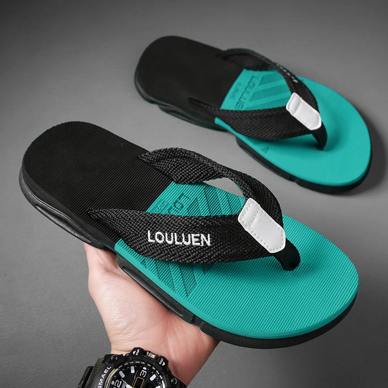 [Farbblockierte Flip Flops] Bequeme farbblockierte Flip Flops - Herren rutschfeste Freizeit Gummiboden EVA Flip Flops, geeignet f