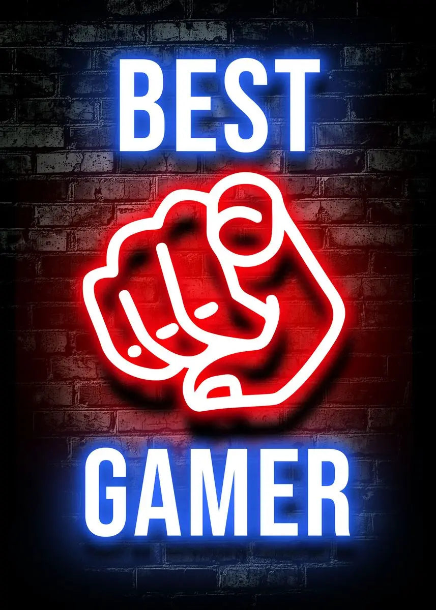 Gaming Gamer Quotes Neon Poster Vintage Gamepad Symbol Quote Canvas Painting Wall Art for Game Room Home Club Decor Mural - Sun Studio