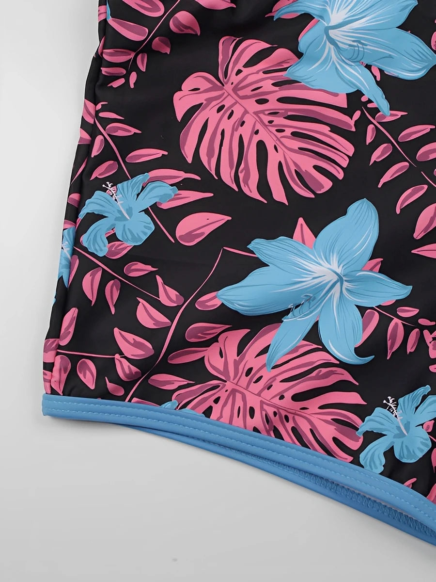 2026 Sporty High Waist Swimsuit Women Floral Printed Swimwear Female Bathers Bathing Swimming Swim Suit Beachwear - Sun Studio
