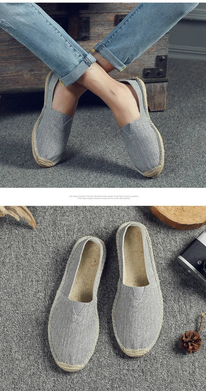 Damen Näh Leinen Schuhe Slipper Freizeit Schuhe Mann Espadrilles Hanf Canvas Flachschuhe Übergröße Fischer Fahrerschuhe
