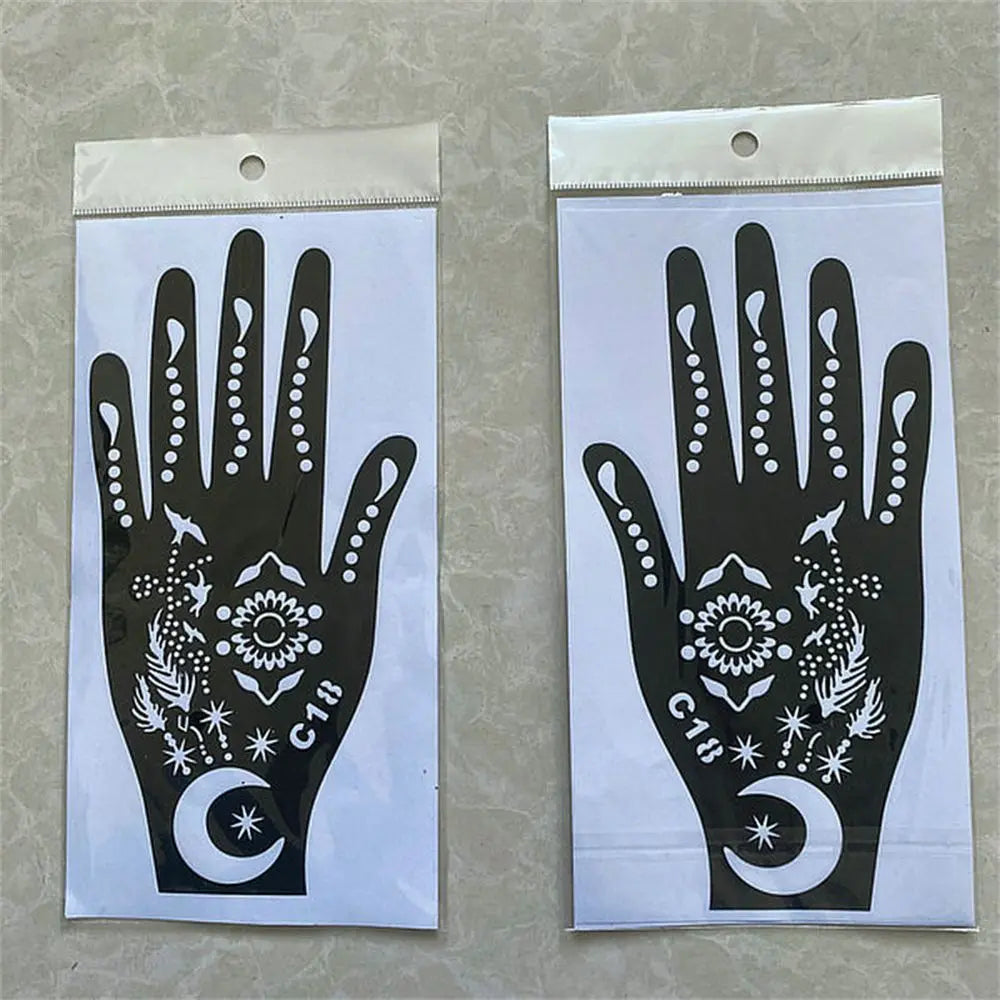 NEW Black Lace Transfer henna Hand Arm Tattoo Henna Stickers Art Temporary Tattoo DIY Painting Body Art Template Tattoo Stencils - Sun Studio