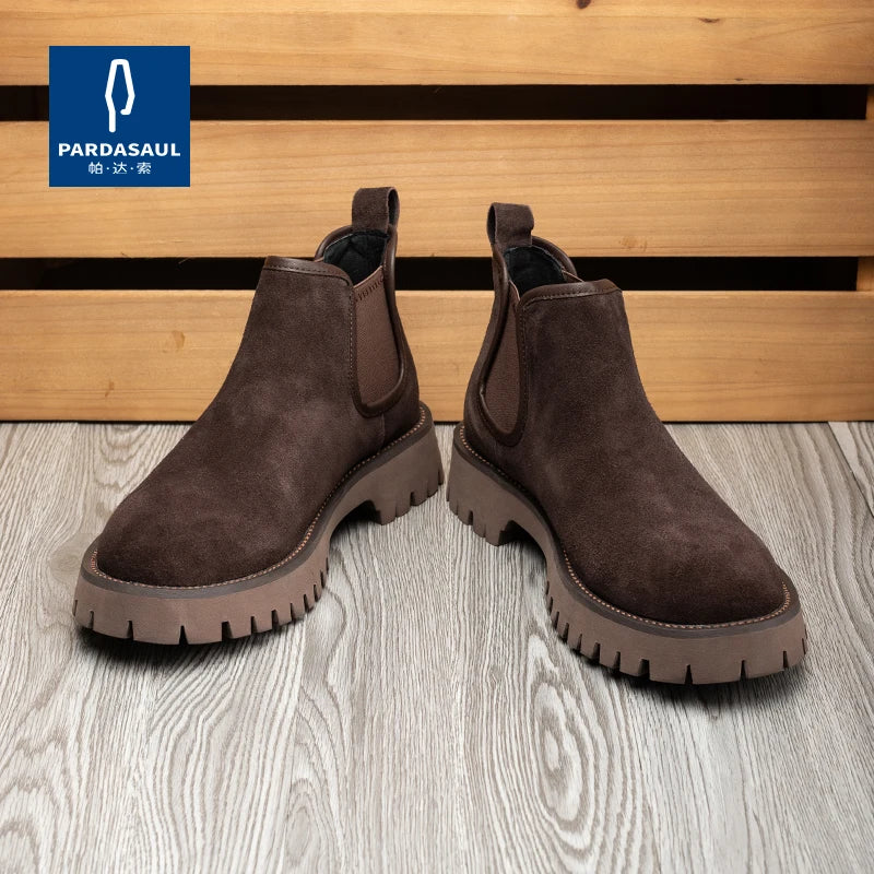 Chelsea boots, short boots, men's boots, breathable men's shoes, versatile and trendy high top leather boots 231146 - Sun Studio