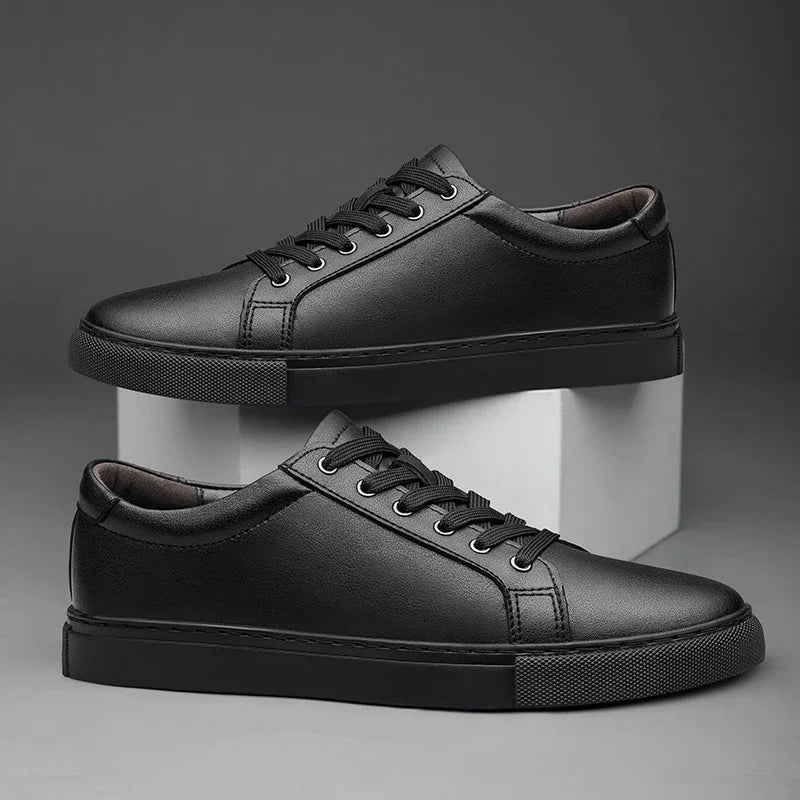 New Sneakers Men Shoes Genuine Leather Mens Casual Shoes Flat Male Footwear Fashion Black White Shoes Tenis Masculino Skateboard - Sun Studio