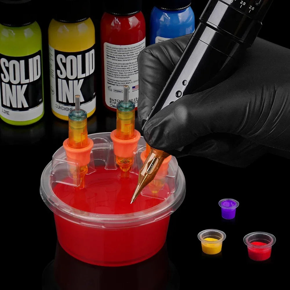 20pcs/box Tattoo Needle Cup Holder - Disposable Cleaning Cup for Tattoo and Embroidery Needle - Integrated Needle Cleaning - Sun Studio