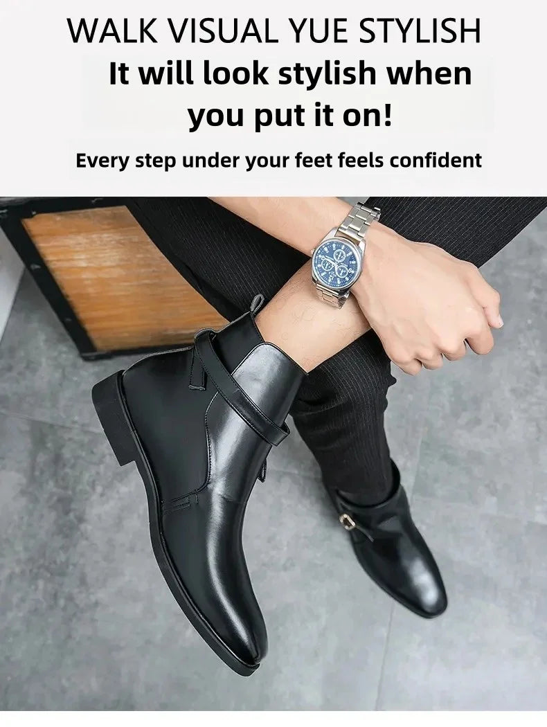 European Station New Men Pointed Chelsea Boot Side Buckle Casual Classic Size 38-48 Male Boots - Sun Studio