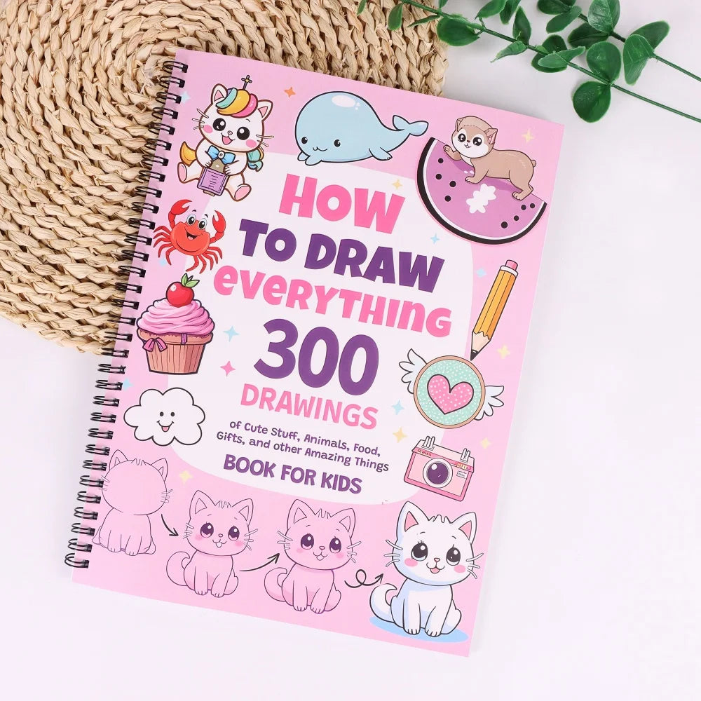 Coloring Book - How To Draw Everything: 300 Drawings of Cute Stuff, Step-by-Step Simple Drawings Books, Teens Art Supplies - Sun Studio